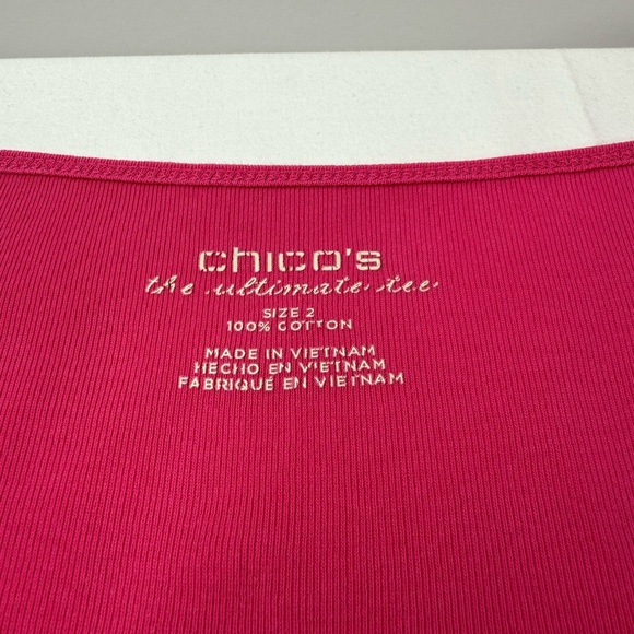 Chico's The Ultimate Tee Bright Pink Short Sleeve Size Large - Picture 3 of 5